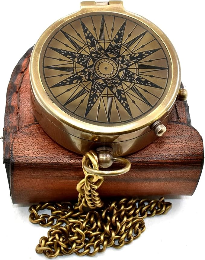 Classic Handmade Antique Functional Brass Compass by Unknown