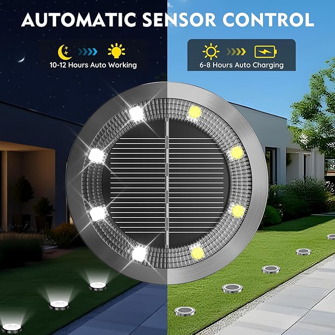 Solar Ground Lights Outdoor, 1 Pack Solar Lights Outdoor Waterproof, Mini Flat - Image 2