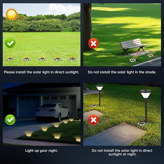 Solar Ground Lights Outdoor, 12 Pack Solar Lights Outdoor Waterproof, Mini Flat - Image 5