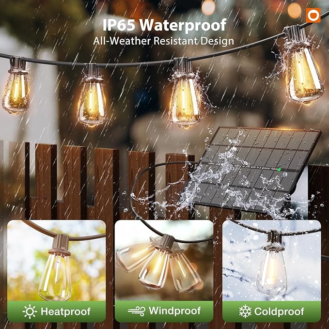 addlon 102FT Solar String Lights Outdoor Waterproof - Image 4