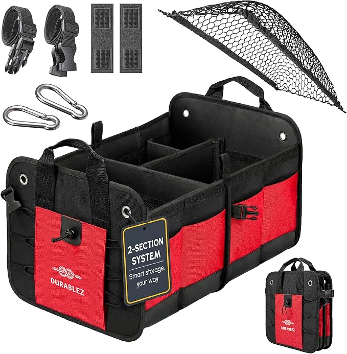 2-Section Foldable Trunk Organizer – Compact Car Storage by DURABLEZ