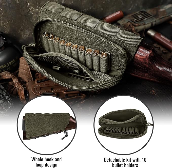 PETAC GEAR Tactical Buttstock Rifle Stock Pack/Adjustable Shell Holder Cheek - Image 4