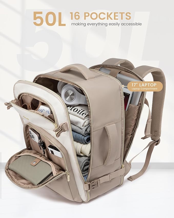 LOVEVOOK Travel Essentials Carry on Backpack 50L Travels Backpack - Image 3