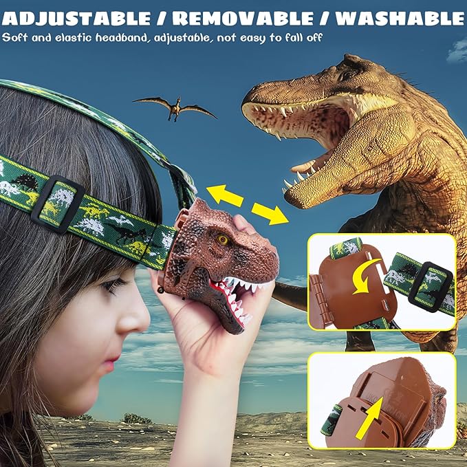 Dysaim Kids Headlamp, Dinosaur Headlamp - Image 5