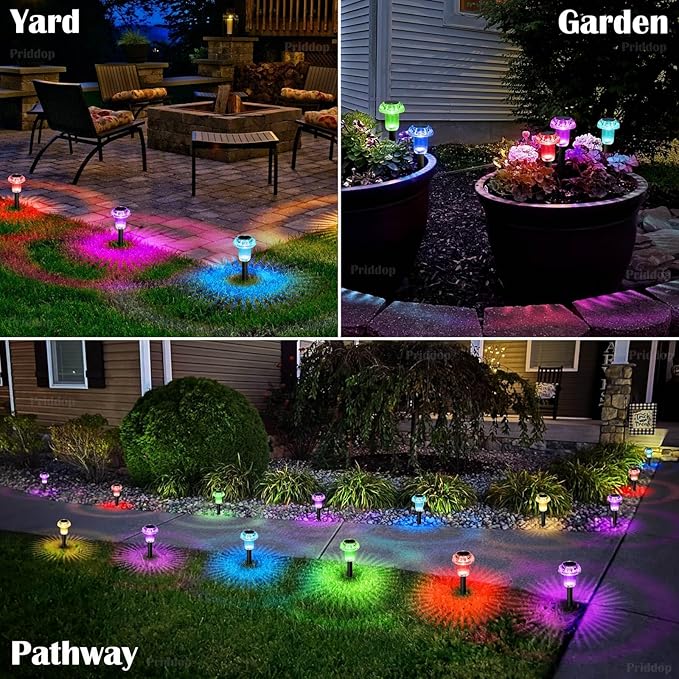 Priddop Solar Lights Outdoor Pathway Waterproof 12 Pack Color Changing LED - Image 4