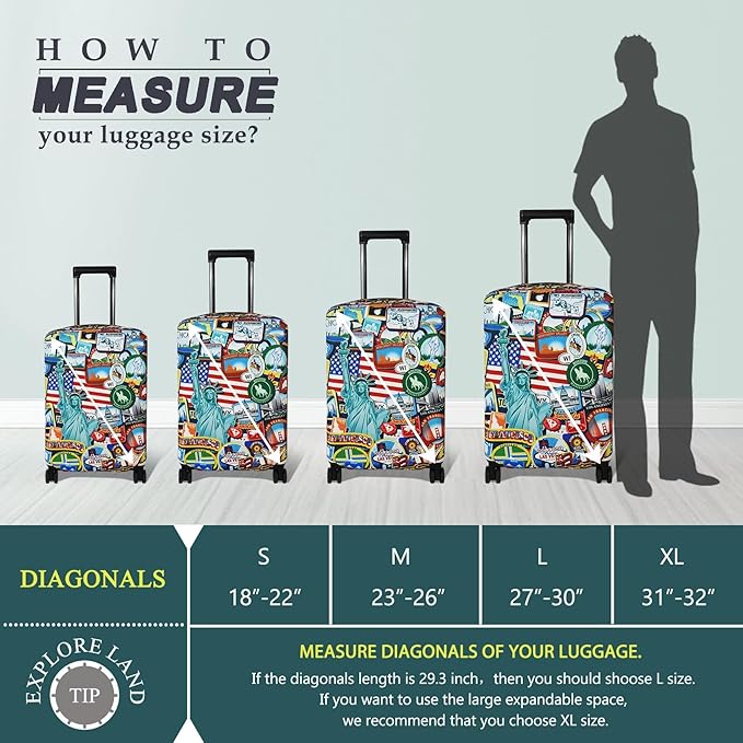 Explore Land Travel Luggage Cover Suitcase Protector Fits 18-22 Inch Case - Image 5