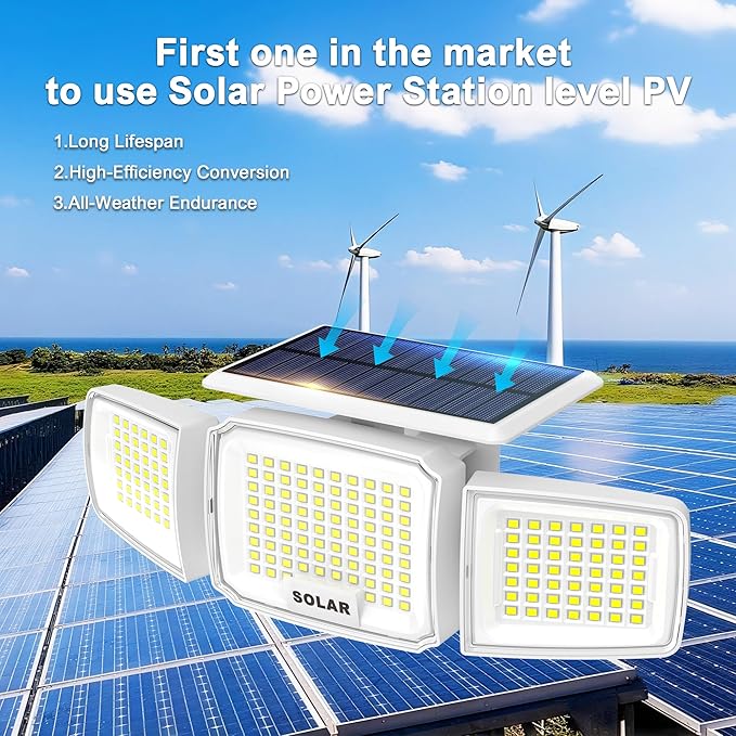 White Solar Security Light Outdoor Super Bright LED, Motion Sensor Flood Light - Image 3