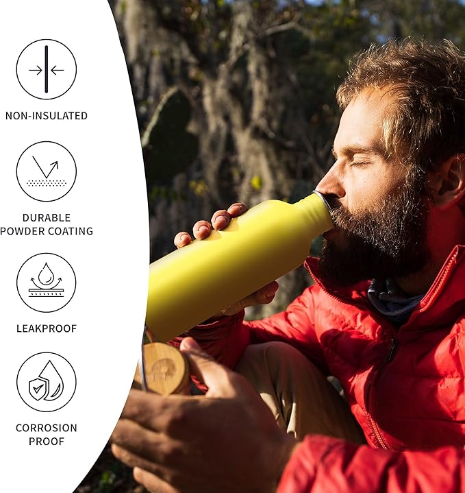 Bambaw 500 ml Stainless Steel Sports Bottle, Non-Insulated Water Bottle - Image 3