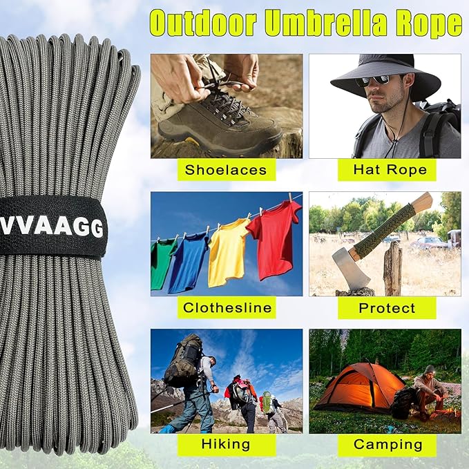 VVAAGG 1000 Paracord Rope 200FT, 4mm Utility Parachute Cord Heavy Duty 12 - Image 5