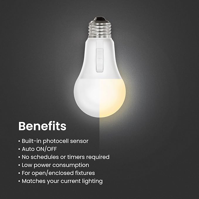 Feit Electric LED Dusk-to-Dawn Light Bulb, A19 60W Equivalent, Non-Dimmable - Image 7