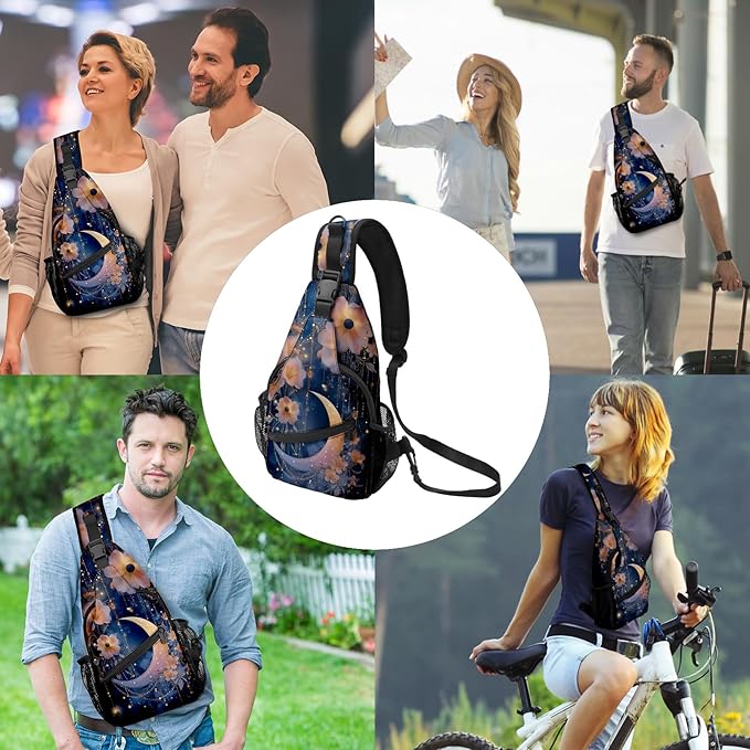 FyLybois Moon Sling Bag for Women Lightweight Crossbody Backpack Casual Daypack - Image 2