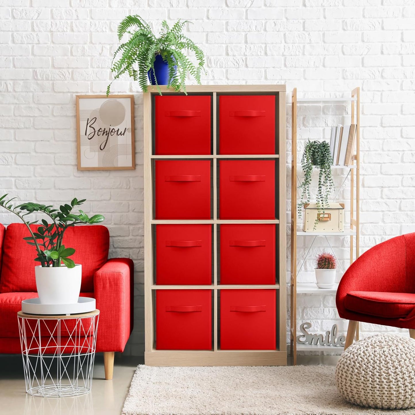 Sorbus 13 Inch Storage Bins - Sturdy Collapsible Fabric Storage Cubes with Handle - 8 Foldable Baskets for Organizing Clothes, Toys, Books - Storage Baskets for Shelves, Closets