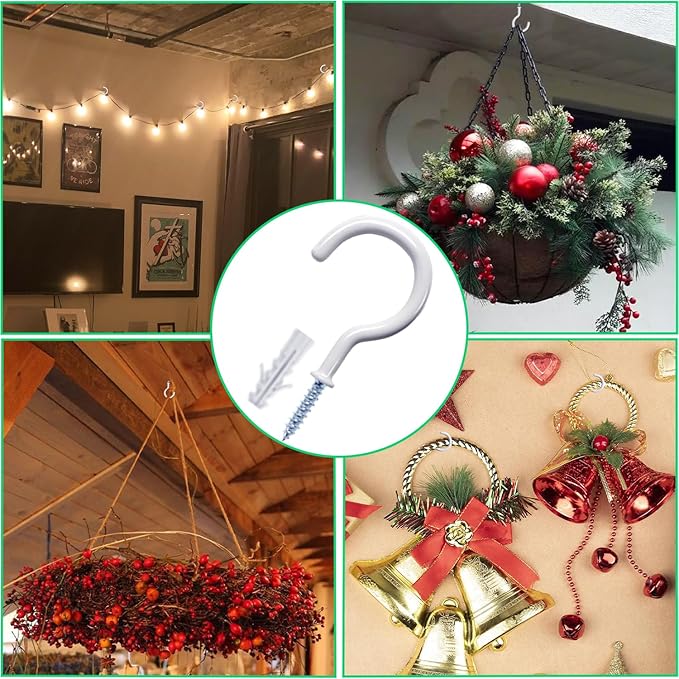 30 Pcs Ceiling Hooks for Hanging Plants, Utensils and Lights, 1-1/4 inch Vinyl - Image 4