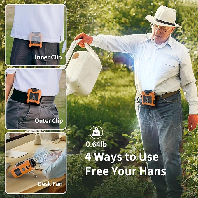 Socool 10000mAh Portable Waist Fan Clip on Wearable Belt Personal Fan - Image 4
