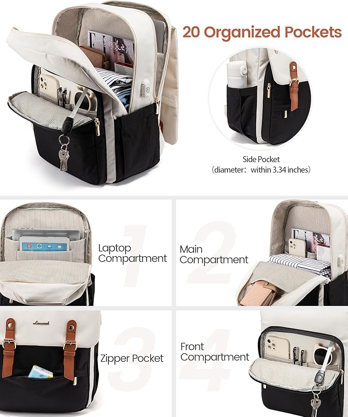 LOVEVOOK Laptop Backpack for Women Vintage Travel Backpack Purse Airline - Image 2