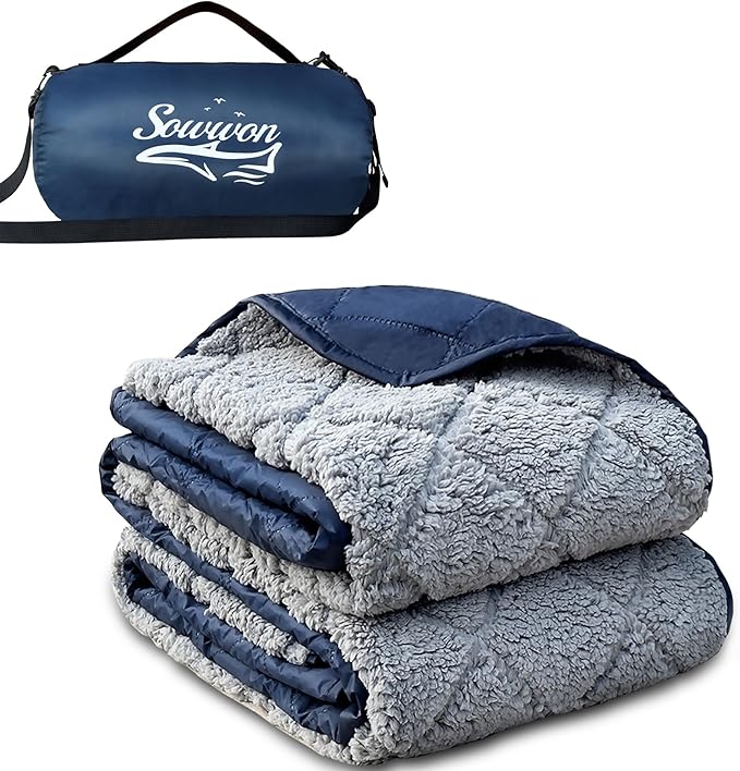 Waterproof Outdoor Blanket 62”X 51” Packable, Stadium Blankets by sowwon