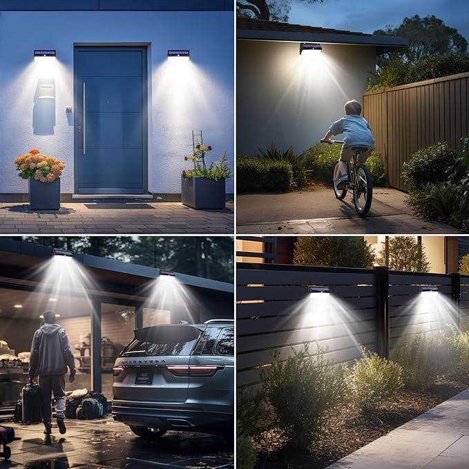 2 Pack 368 LED Solar Lights Outdoor Motion Sensor, Solar Fence Lights - Image 5