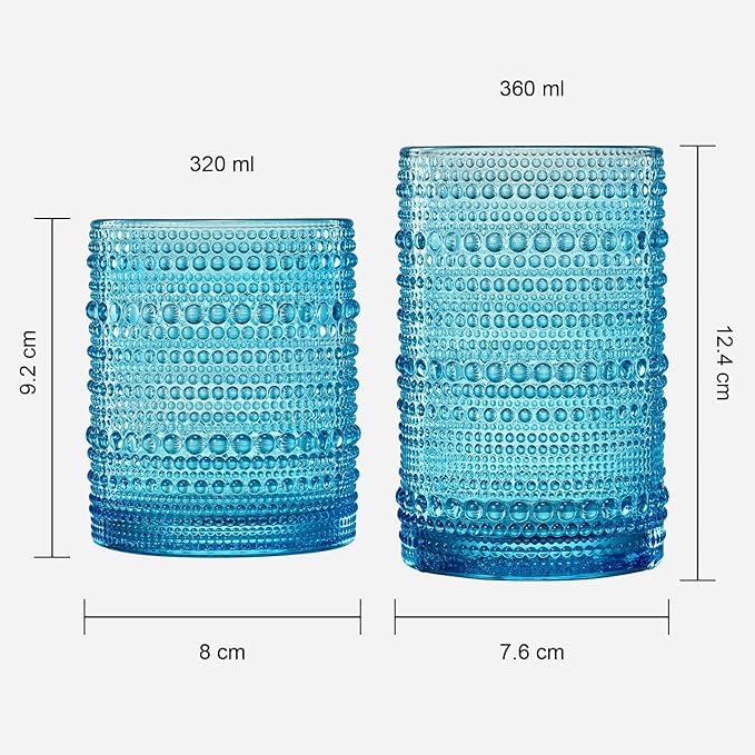 Khen Hobnail Beaded Highball Drinking Tumbler Glasses | Set of 12 | Color - Image 5