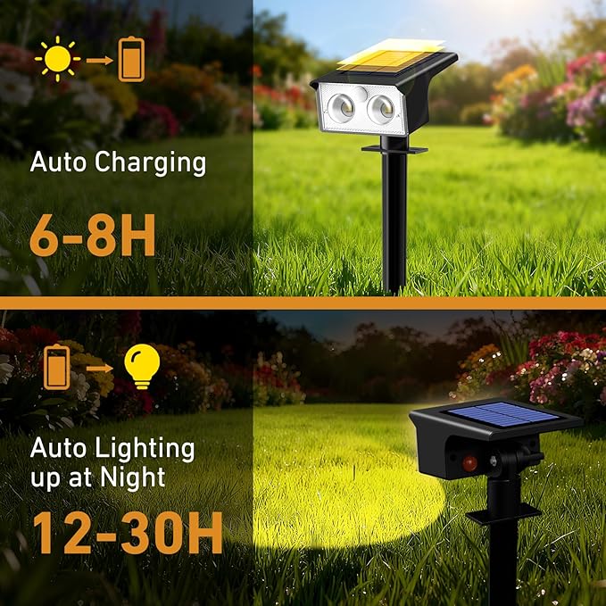 btfarm Solar Spot Lights Outdoor Waterproof, 8 Pack/3 Modes Motion Sensor Lights - Image 5