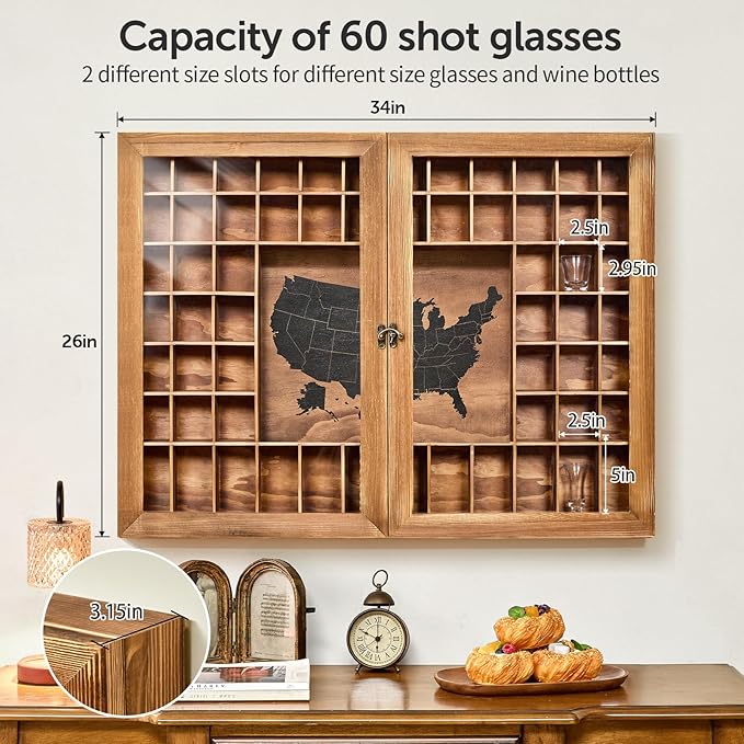 Large Map Shot Glass Display Case 60 Slots - Image 5