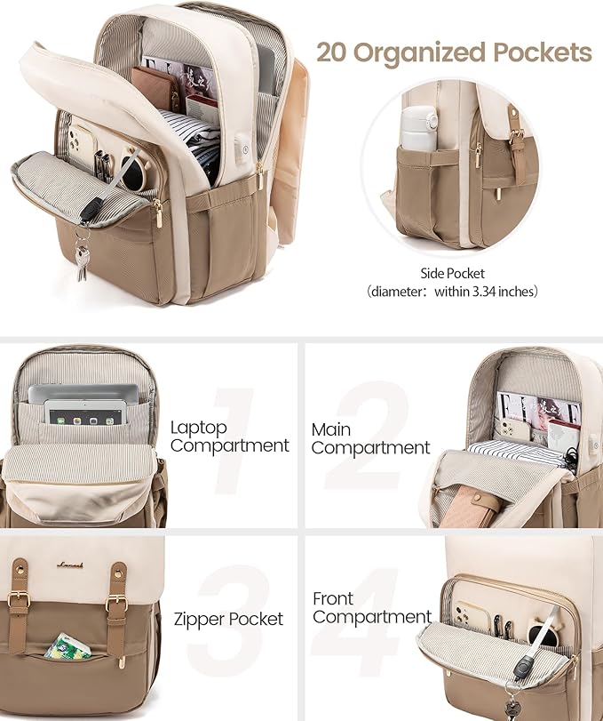 LOVEVOOK Laptop Backpack Purse for Women Fashion Vintage Computer Backpack 17 - Image 2