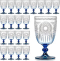 XUWAIDSGN 24Pcs Plastic Vintage Wine Glasses 13.5oz Reusable Embossed Goblet by XUWAIDSGN