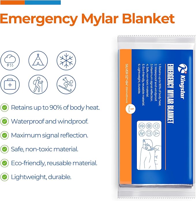 K Kingstar Emergency Blankets 10 Packs, Bulk Survival Blankets - Image 2