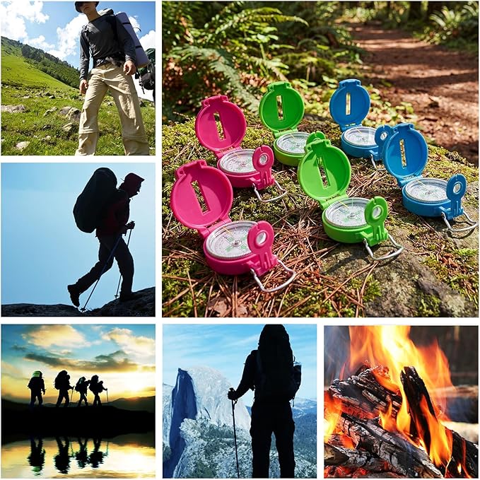 Sabary 6 Pack Multi-Color Mini Lensatic Compass - Image 5