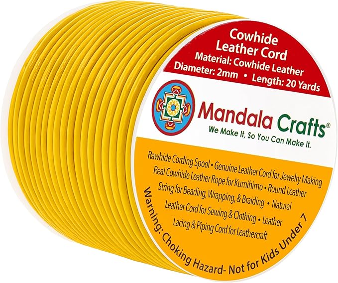 Mandala Crafts Round Genuine Mustard Yellow Leather Cord by MandalaCrafts