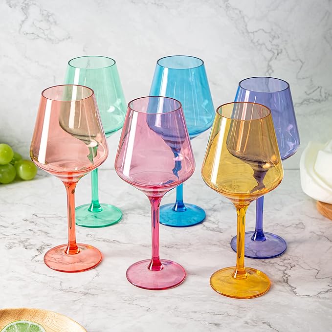 European Style Plastic Crystal, Stemmed Wine Glasses | 6 Set | Acrylic Glasses - Image 3