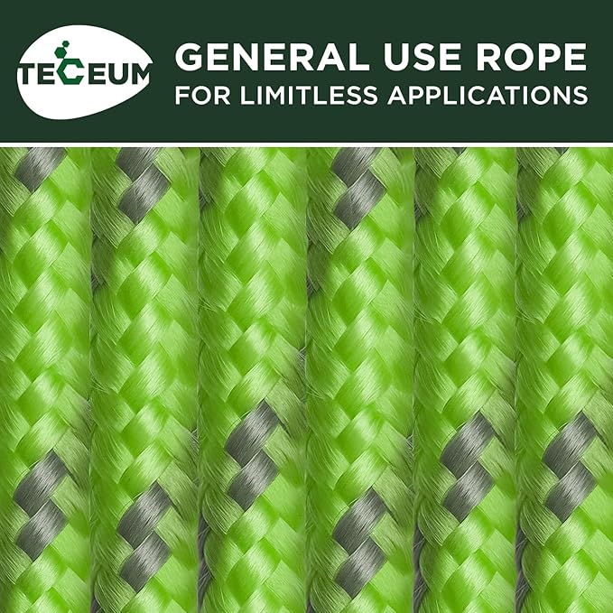 TECEUM Rope – 150 Feet x 1/4 Inch – Green Gray – Strong All-Purpose Utility - Image 9