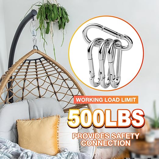 100Pack Heavy Duty Carabiner Clips, M8 5/16" Spring Snap Hooks 3Inch - Image 5