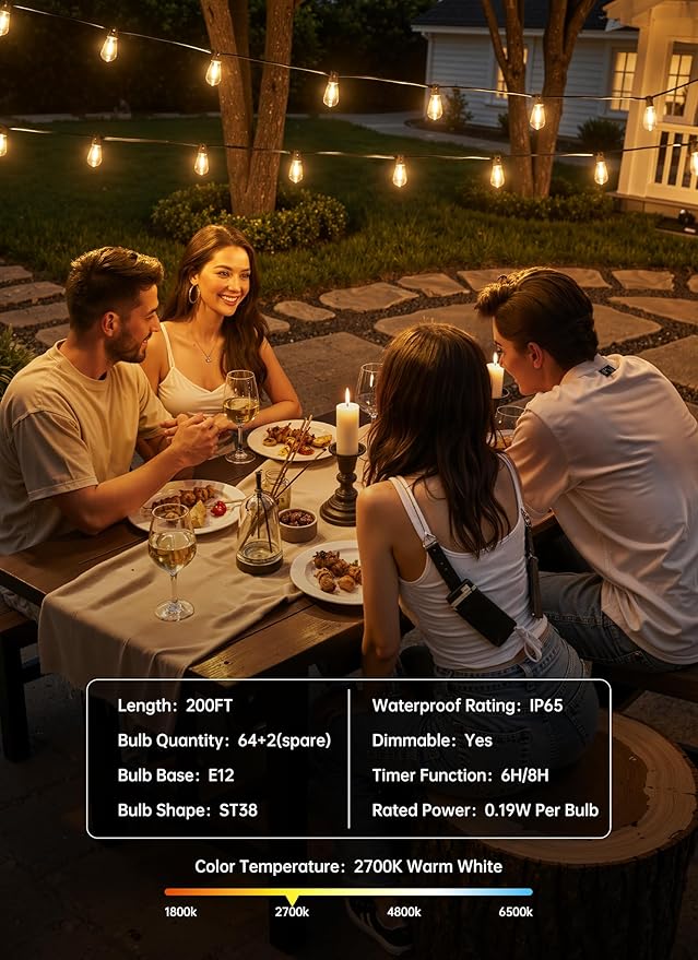 Minetom 200FT Outdoor String Lights - Image 7