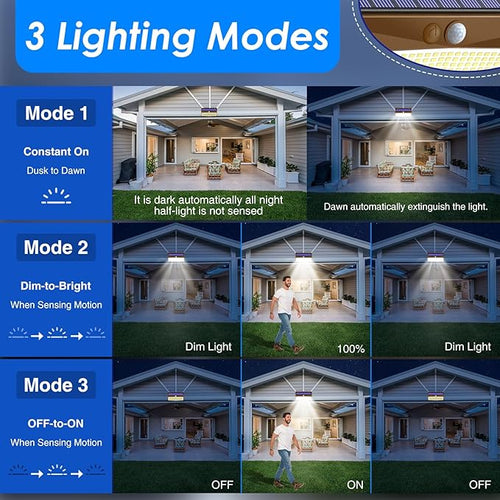 2 Pack 368 LED Solar Lights Outdoor Motion Sensor, Solar Fence Light - Image 2