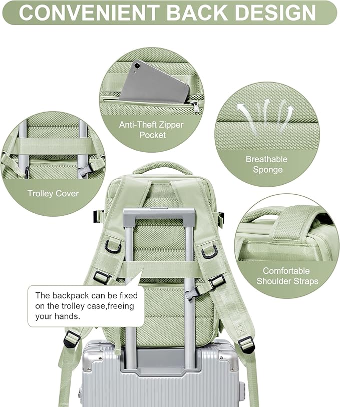 WONHOX Large Travel Backpack Carry on Flight Approved Laptop Work Business - Image 5