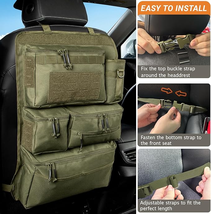Tactical Seat Back Organizer Heavy Duty MOLLE Panel Organizer - Image 3