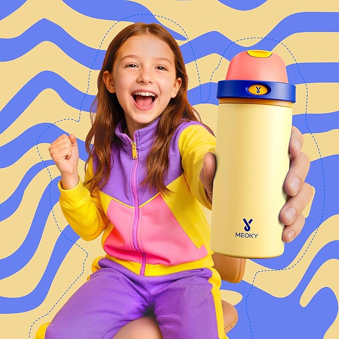 18 oz Kids Water Bottle for School: Meoky 18 oz Stainless Steel Insulated Water - Image 2