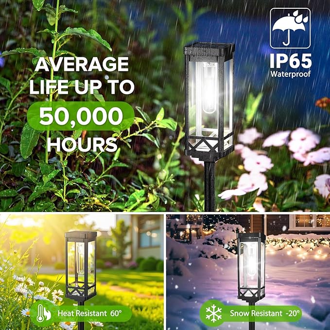 KOOPER Taller Solar Pathway Lights Outdoor, 4 Pack Upgraded Brighter Solar - Image 4