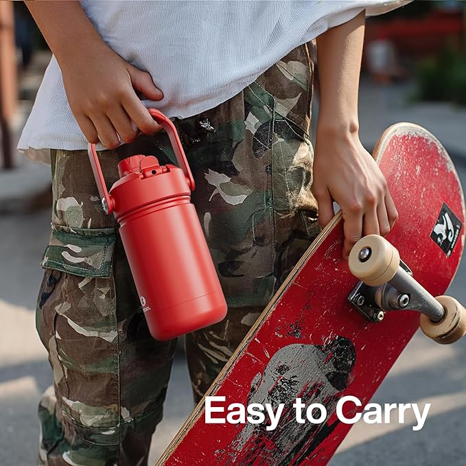 Kids Insulated Water Bottle - 12oz Stainless Steel Water Bottle with Dual Spouts - Image 2