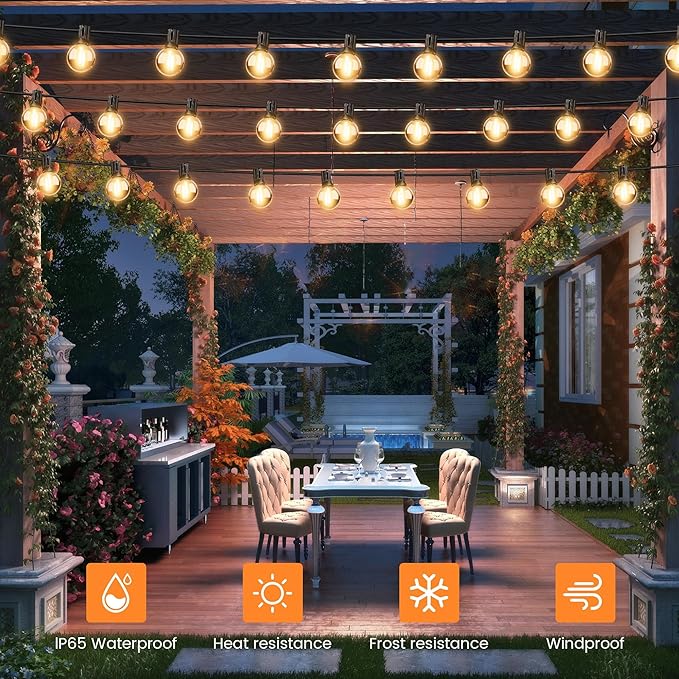 OHLUX 60FT Solar Globe String Lights Outdoor, Shatterproof Solar Patio Lights - Image 6