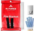AI FORCE Fire Blanket with Gloves & Hooks – Fireproof Emergency Safety Blanket by AIFORCE