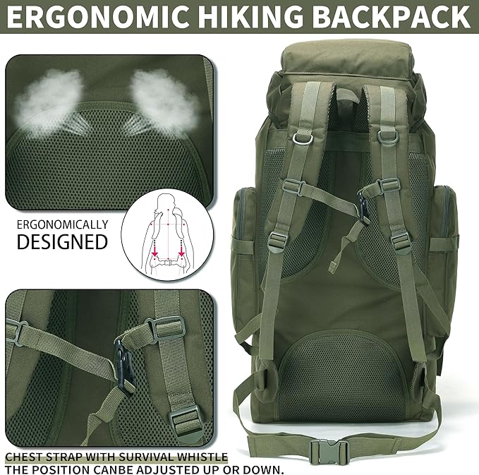 Hiking Backpack for Men 70L/100L Camping Backpack Military Rucksack Molle 3 - Image 5