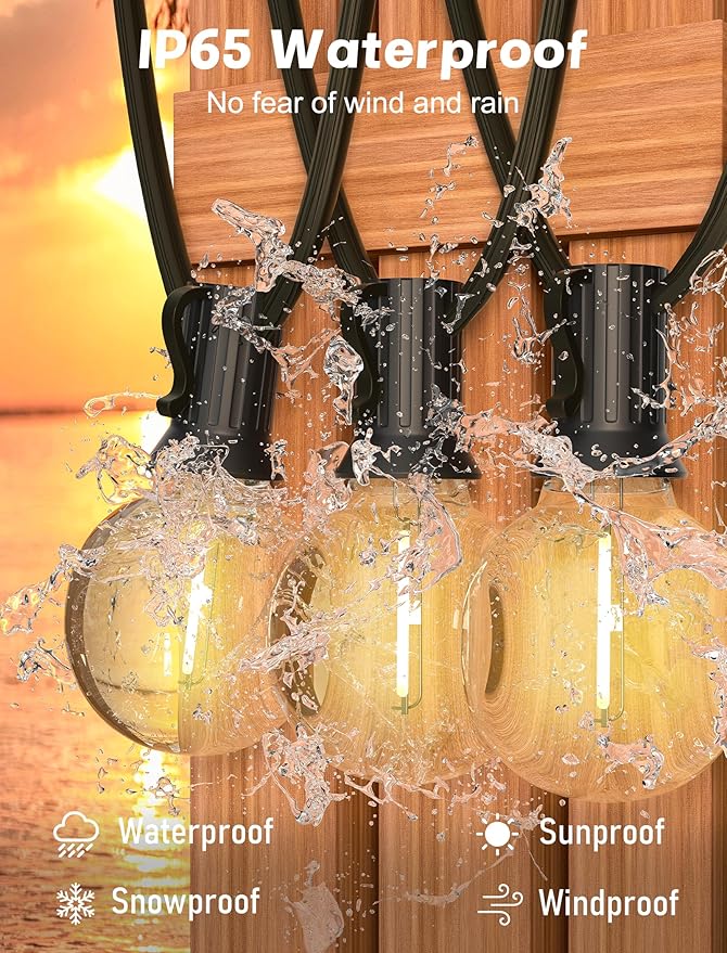 SUNSGNE 100Ft LED Outdoor String Lights - Image 3