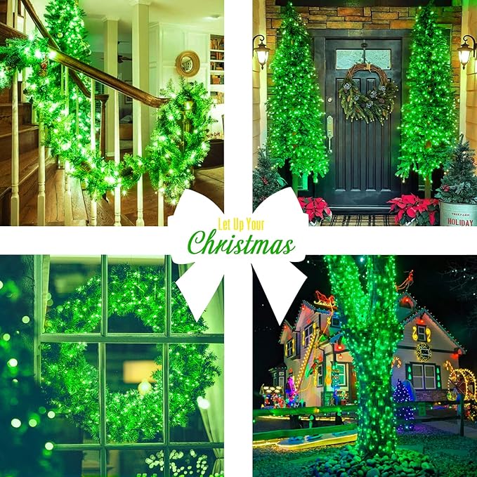 JMEXSUSS Green St Patricks Day Lights Indoor Outdoor Clear Wire, 200 LED Green - Image 8