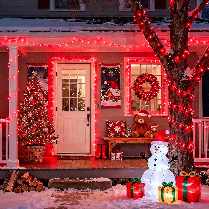 JMEXSUSS Red Valentines Day Decor Lights Clear Wire, 66ft 200 LED Red Christmas - Image 7