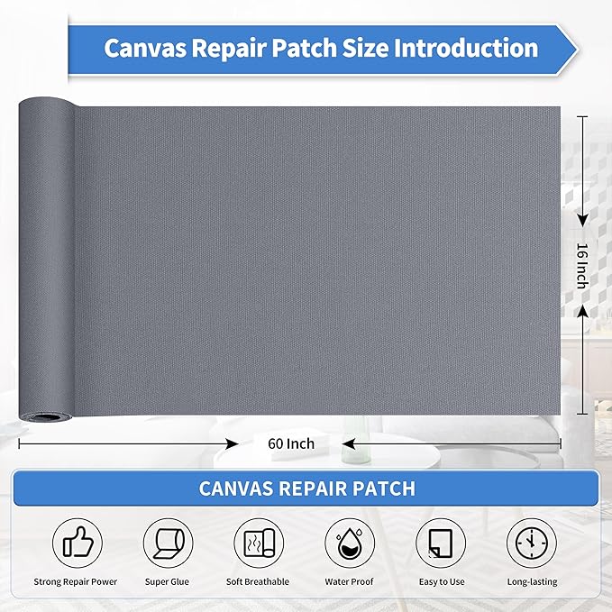 KING MOUNTAIN Canvas Repair Patch 16×60 Inch Self-Adhesive Waterproof Fabric - Image 4