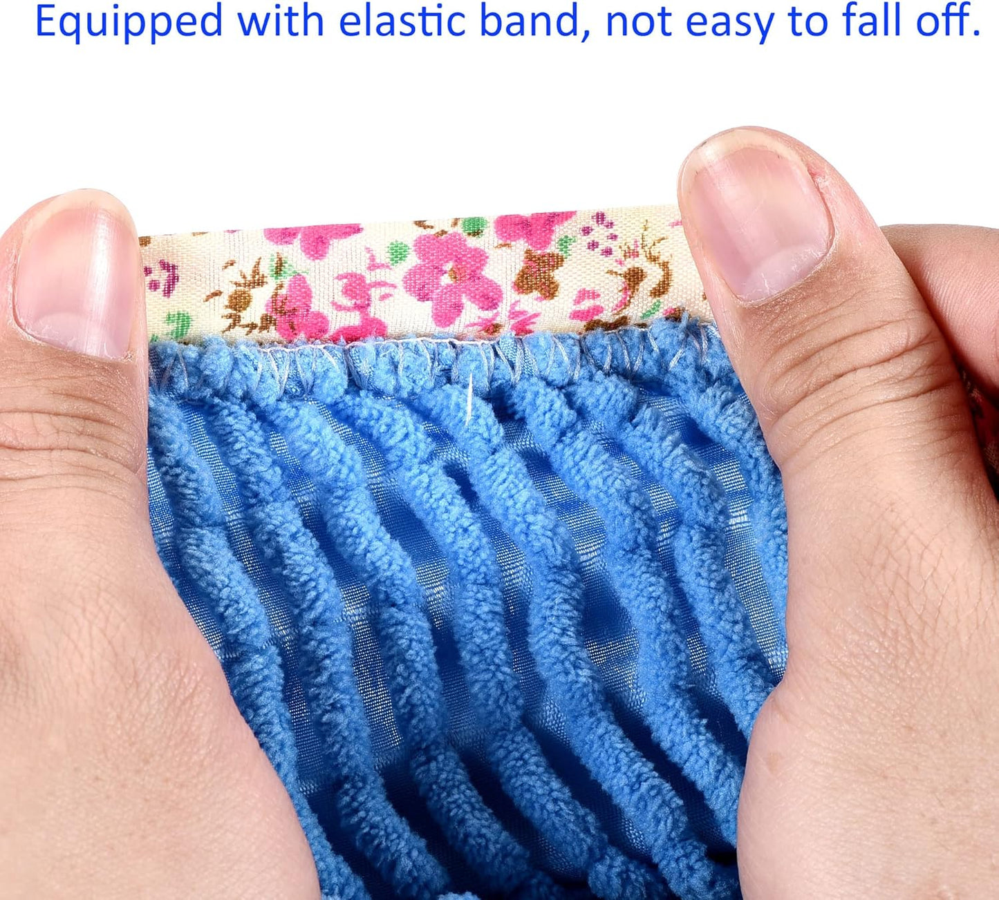 1 Pair Washable Cleaning Shoes Cover - Floor Cleaning Dust, Chenille Microfiber Duster Mop Slippers, Apply to House Office Room (Blue)