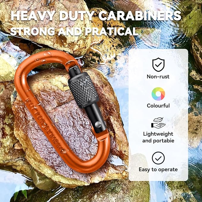 Carabiner Clip, Key Hooks for Keychain Aluminum D Ring Shape Carabiner - Image 8