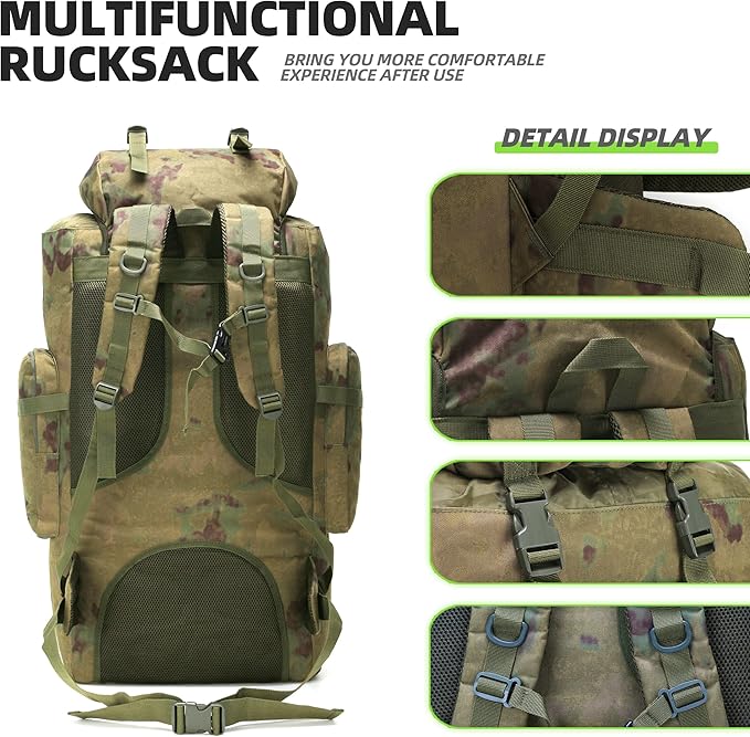 King'sGuard 100L Camping Hiking Backpack Molle Rucksack Military Camping - Image 4