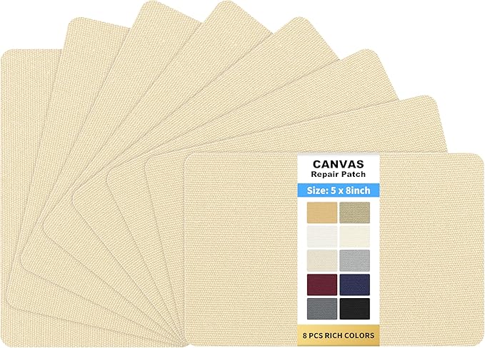 KING MOUNTAIN Canvas Repair Patch 5×8 Inch 8 Pcs Self-Adhesive Waterproof by ForABetterHomeLife